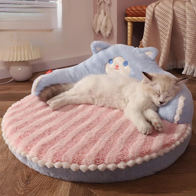 Cat Bed Furniture Washable Cozy Cat Warm Pad For Cats Dogs Pets Cat Bed High Backrest All Seasons Hug Design - Shop - Saver