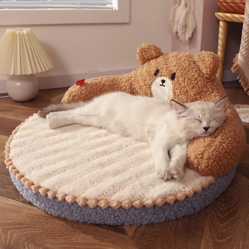 Cat Bed Furniture Washable Cozy Cat Warm Pad For Cats Dogs Pets Cat Bed High Backrest All Seasons Hug Design - Shop - Saver