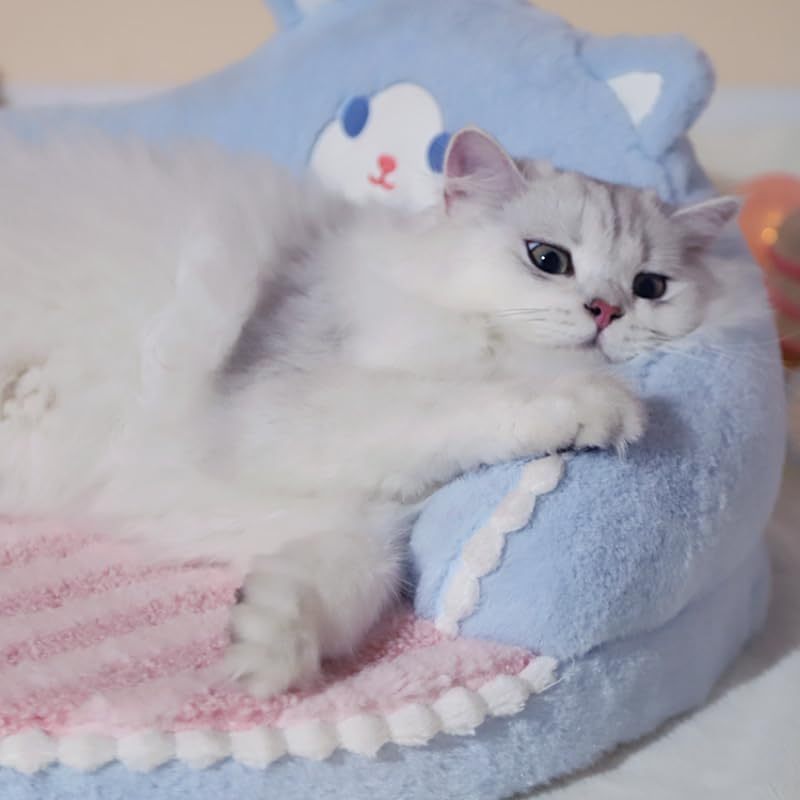 Cat Bed Furniture Washable Cozy Cat Warm Pad For Cats Dogs Pets Cat Bed High Backrest All Seasons Hug Design - Shop - Saver