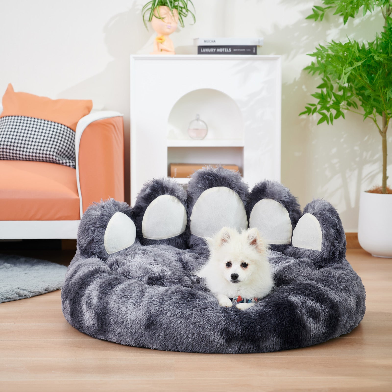 Cute Dog Bear Paw Shape Dog Bed, Dog Beds & Furniture For Small And Medium Dogs, Cozy Plush Cute Cat Beds For Indoor Cats - Shop - Saver