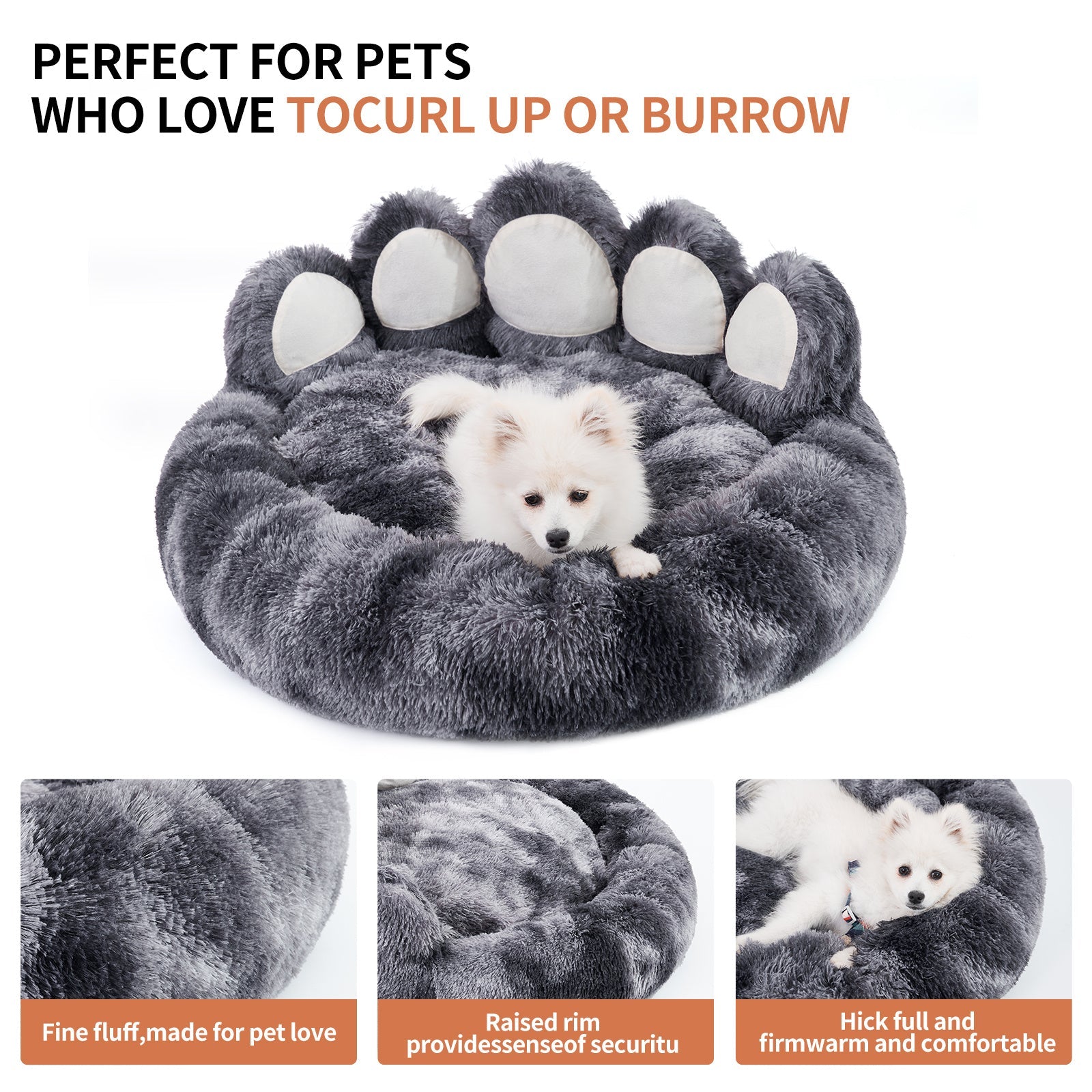 Cute Dog Bear Paw Shape Dog Bed, Dog Beds & Furniture For Small And Medium Dogs, Cozy Plush Cute Cat Beds For Indoor Cats - Shop - Saver