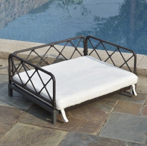 Wicker Pet Bed Rattan Dog Sofa Bed Outdoor Indoor Water Resistant - Shop - Saver
